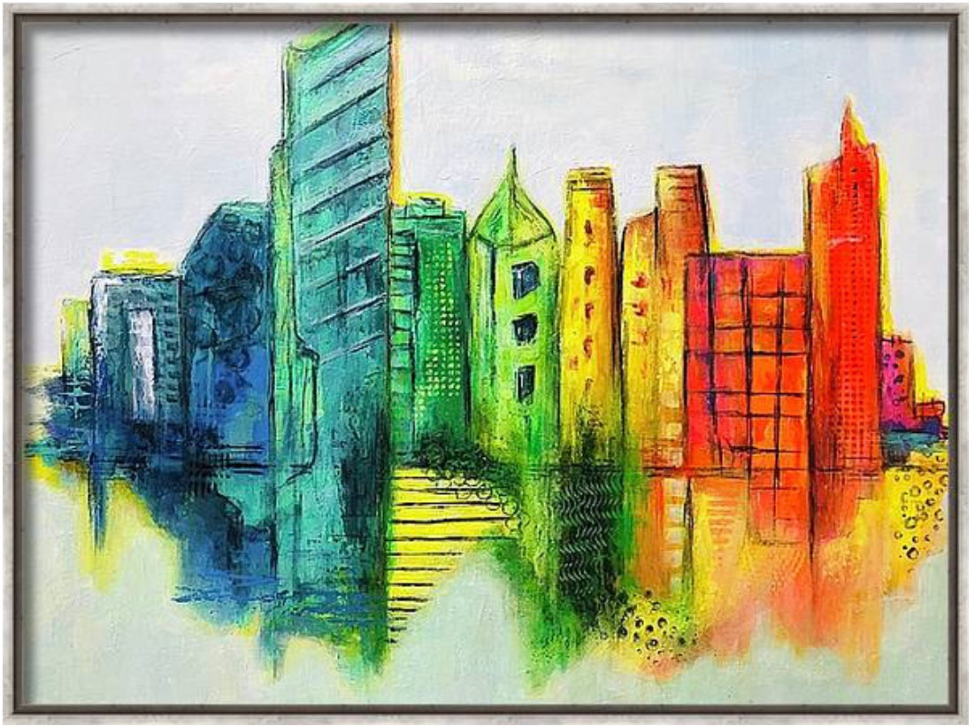 Original Acrylic on Canvas Oklahoma City Skyline Painting