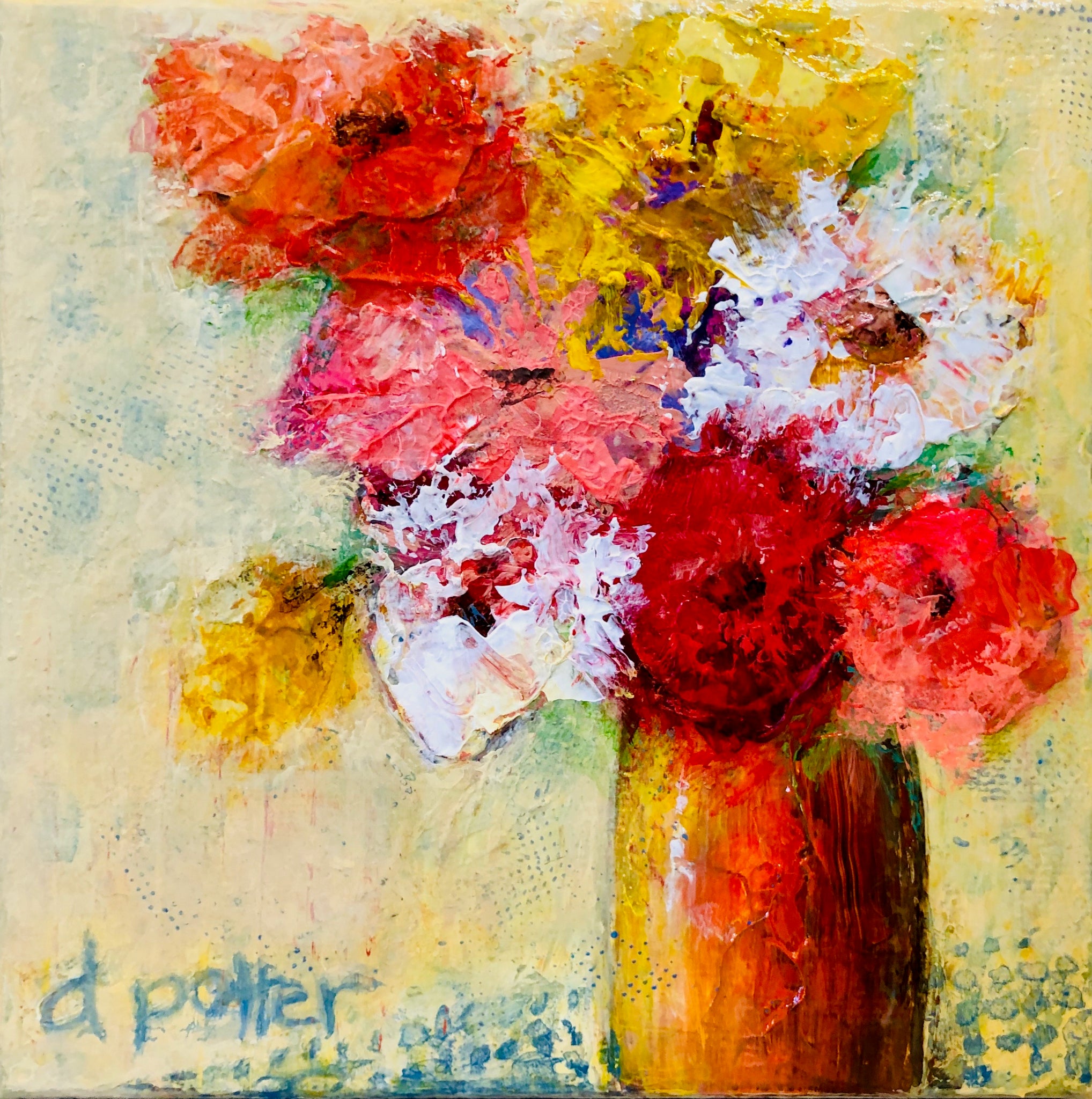 SOLD - Original Acrylic On Canvas "Bouquet of Flowers'