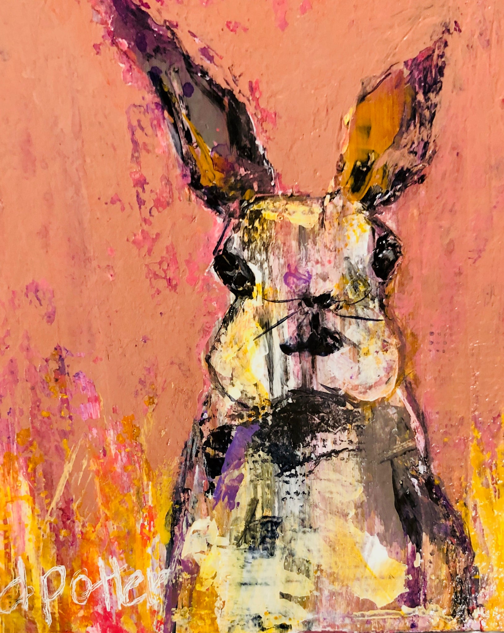 SOLD Original Acrylic On Canvas "Bad Hare Day"
