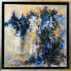 Original Acrylic On Canvas "Silver and Blue Whirlwind"