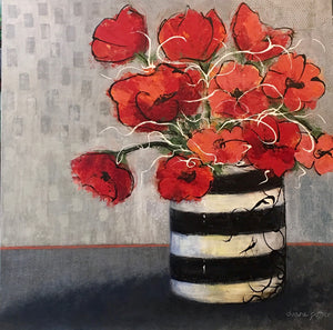 SOLD - Original Acrylic On Canvas "Whimsical Poppies"